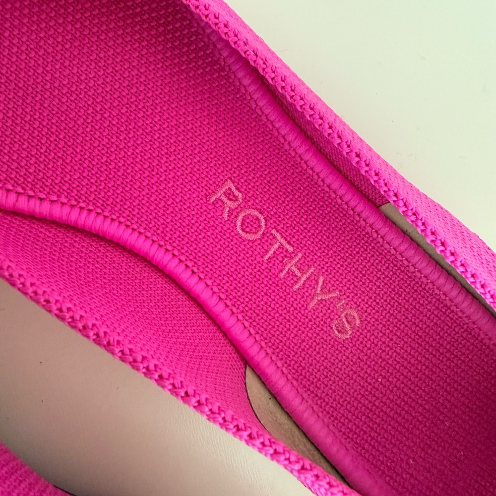 Rothy's ‘The Point’ Limited Edition Bright Pink Pointed Toe Flats - Picture 3 of 8